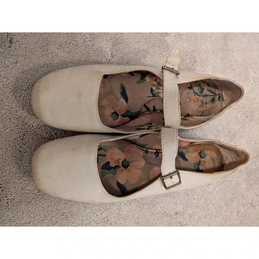 BOC Womens Mary Jane Flats Cream Buckle Strap Floral Lining BC0026379 Size‎ 11M